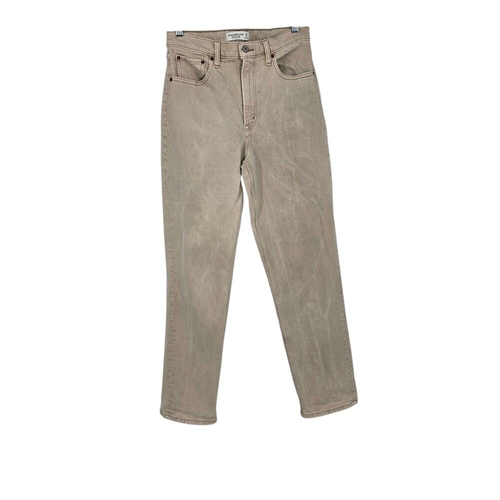 Abercrombie & Fitch Tan Stone Wash 90’s Straight Ultra High Rise Jeans Sz 28